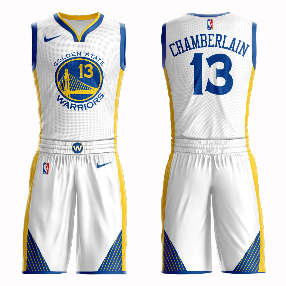 Men 2019 NBA Nike Golden State Warriors #13 Chamberlain  white Customized jersey